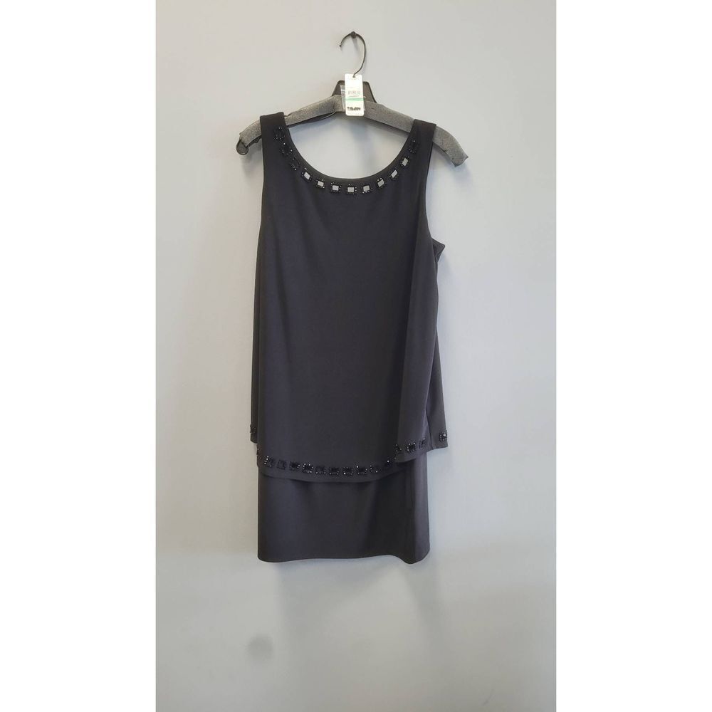 Laundry Shelli Segal Femme Strass Découpe Multicouche Gaine Robe Black - 8